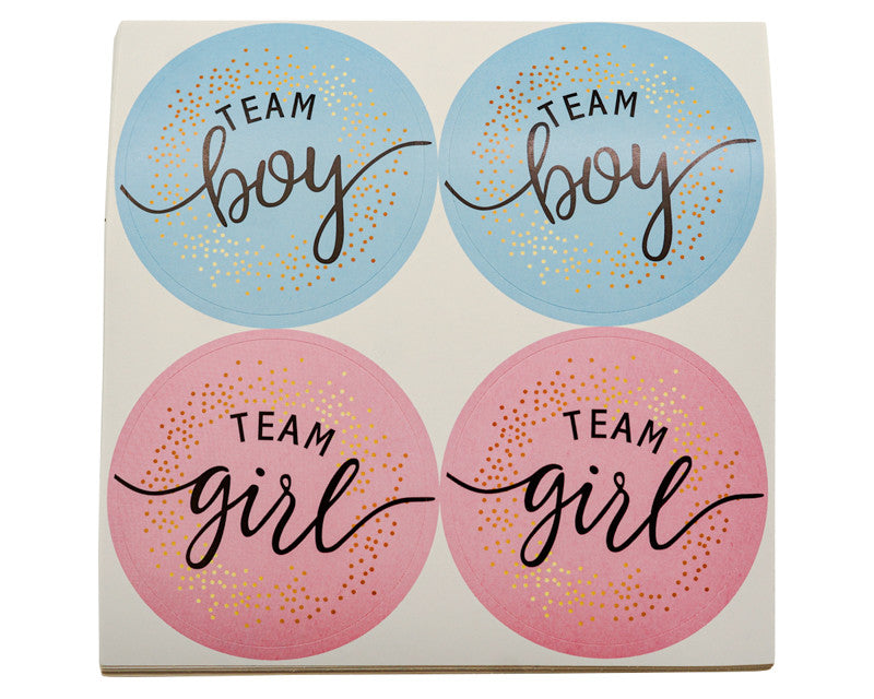 2" Pink and Blue Team Boy/Girl Gender Reveal Party Stickers - Pack of 48 Stickers