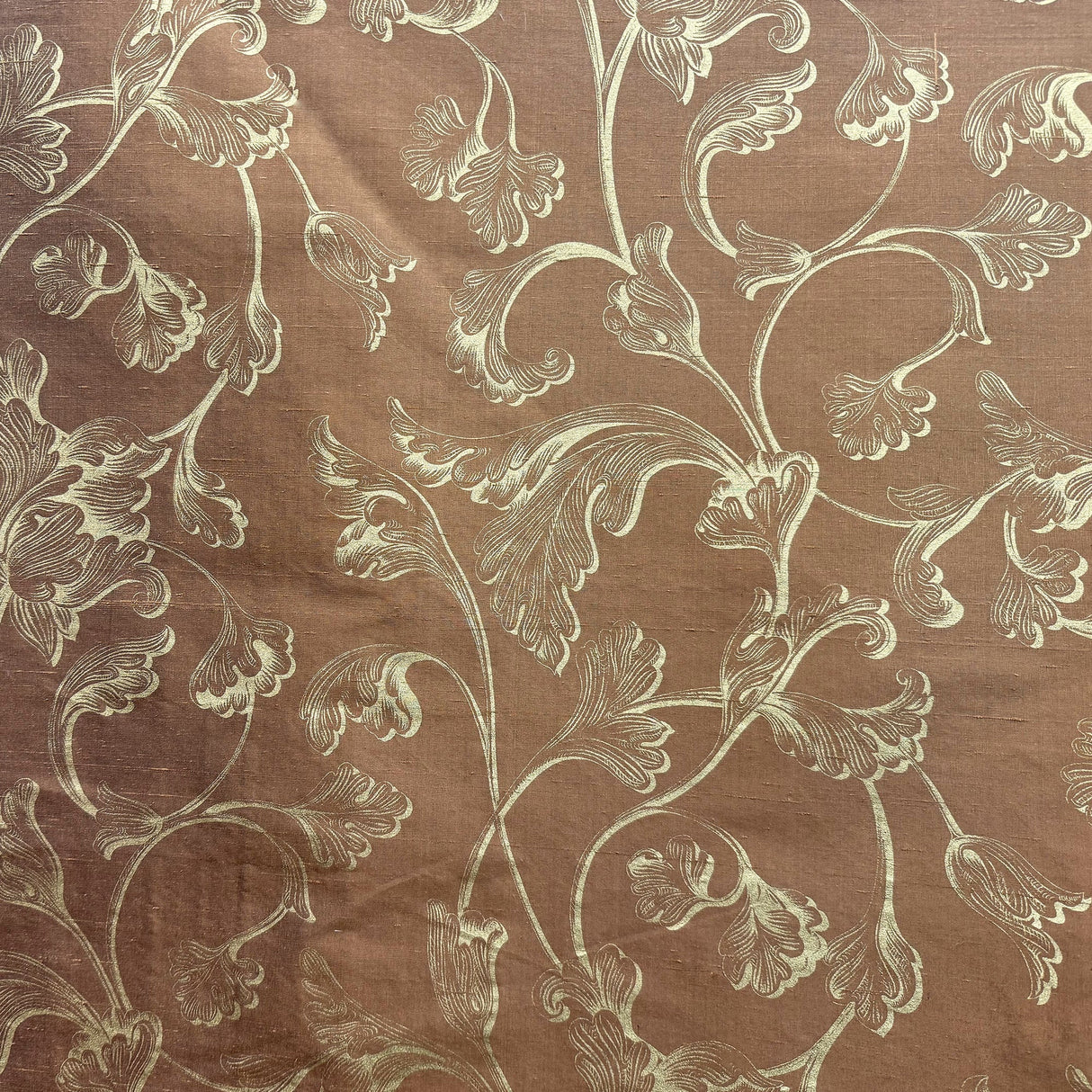 Stolvi Floral Print Jacquard Silk Fabric - Barnacle, Black, Brown, Claret, Fire, 54" Width (1 Yard)