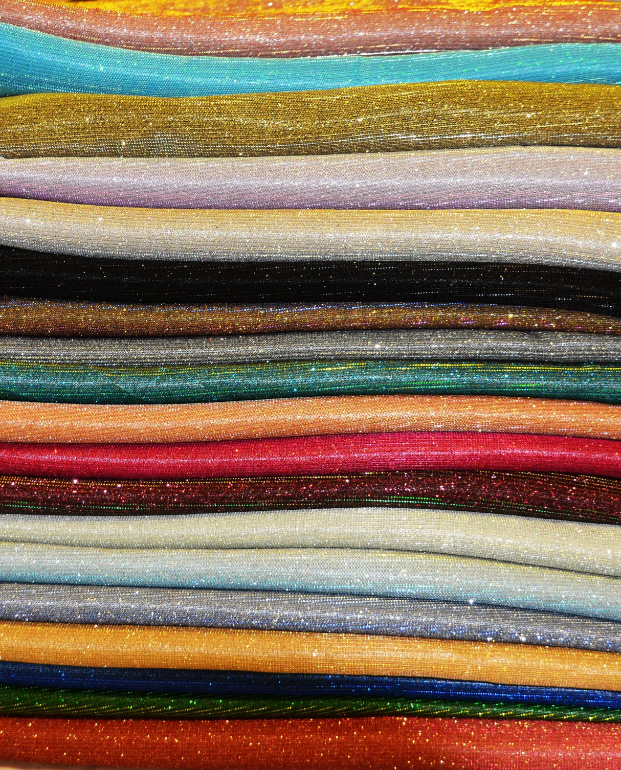 Stretch Glimmer Knit Polyester Spandex Fabric - Metallic Glitter Knit, 56" Width (1 Yard)