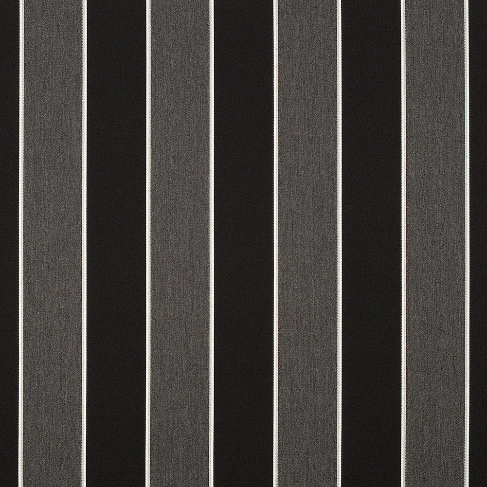 Peyton Upholstery Woven by Sunbrella - Granite Gray and Black Awning Stripes