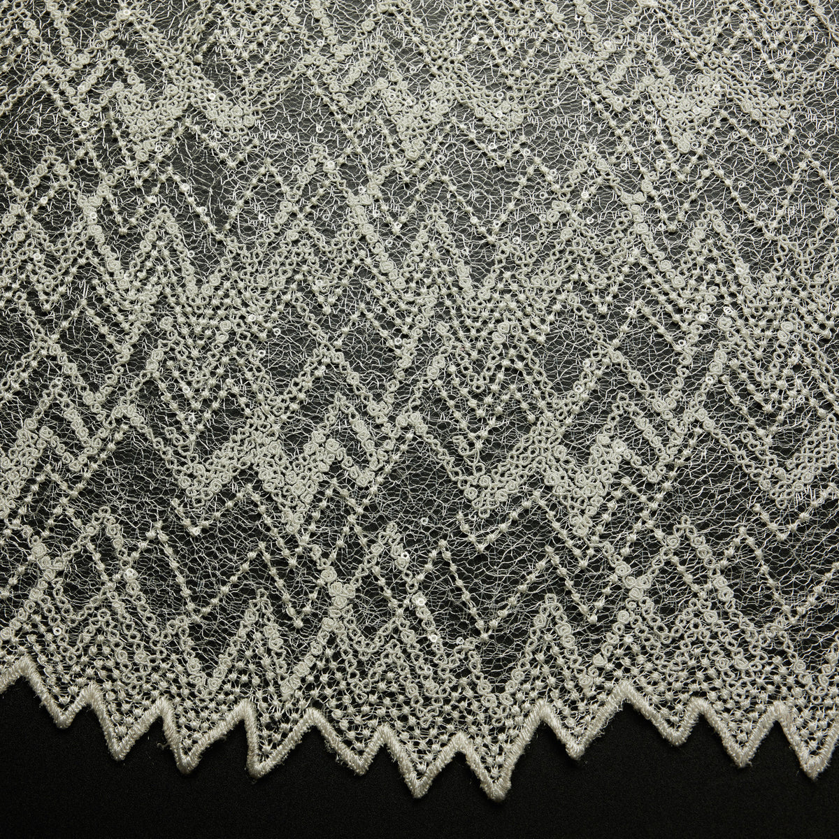 1 Yard Elegant Lace Tulle Fabric with Metallic Embroidery and Sequins, 50/52" Wide, 100% Polyester