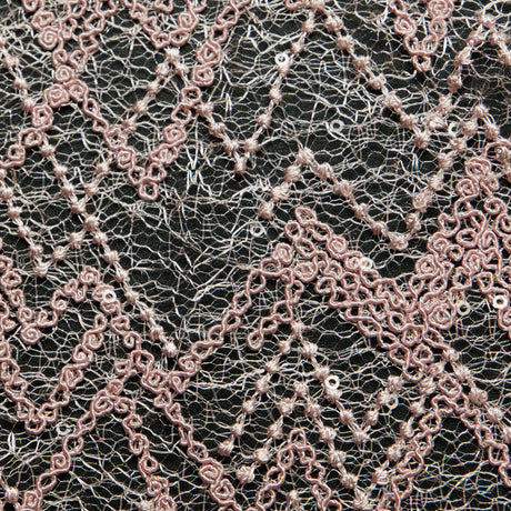 1 Yard Susumi Lace Tulle Fabric Embroidered Metallic Sequins Intricate Pattern 50/52" Wide