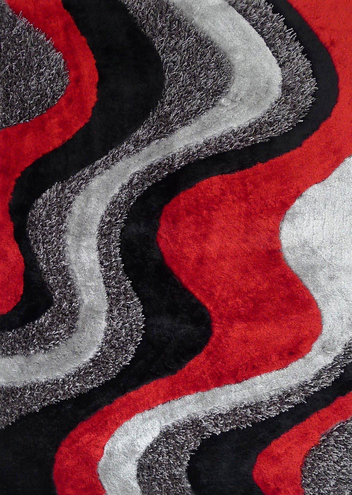 Luxury Shag Viscose Shiny Design Plush Area Rug Carpet - Polyester Shag Rug, Multi Color Pattern, 2" Pile Approx, 7'6" X 10'3" (1 Rug)
