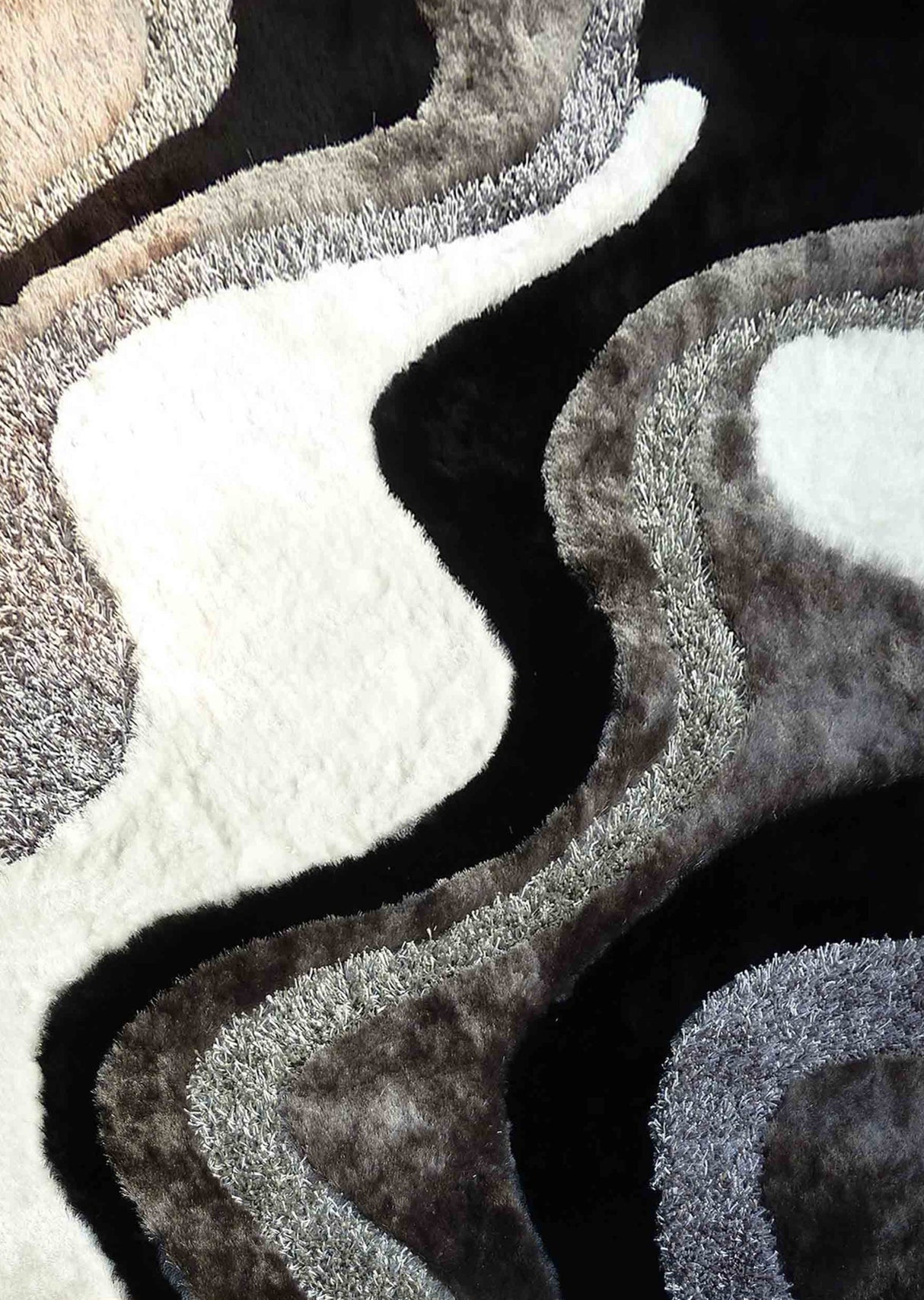 Luxury Shag Viscose Shiny Design Plush Area Rug Carpet - Polyester Shag Rug, Multi Color Pattern, 2" Pile Approx, 7'6" X 10'3" (1 Rug)