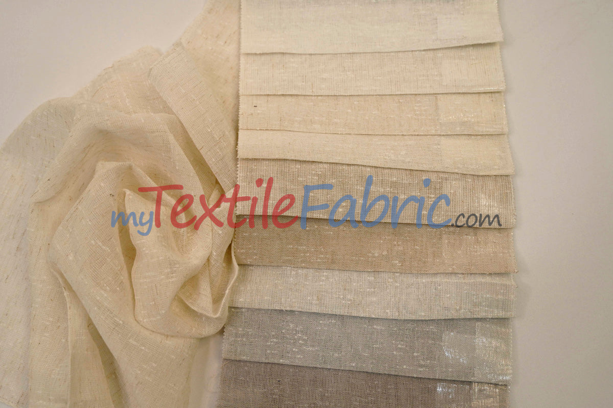 Swiss Sheer Sheer Polyester Fabric - Linen-Look Sheer Drapery, 130" Wide, White (1 Yard)