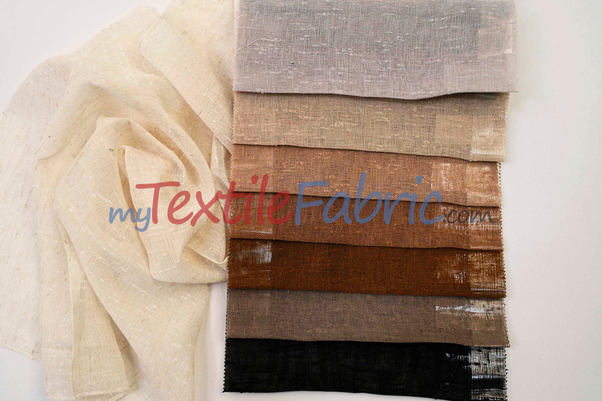 Swiss Sheer Sheer Polyester Fabric - Linen-Look Sheer Drapery, 130" Wide, White (1 Yard)