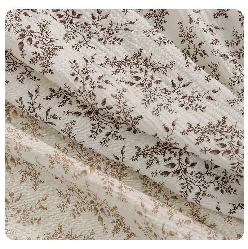Breathable Pure Cotton Double-Layer Crepe Fabric For Bedding Home Wear Pajama Summer Dress DIY Clothing Cloth 135x50cm/500cm