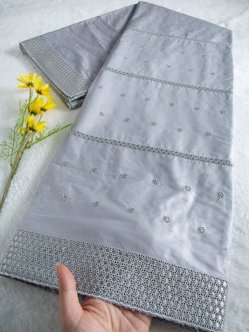 Nigerian Cotton Swiss Lace In Switzerland African Lace Fabric Embroidery Stones For Diy Sew Men's fabric High Quality 5Yard 4662