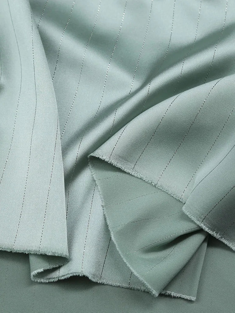 High End Bright Silk Striped Imitation Acetic Acid Fabric Satin Glossy Silk Smooth Drape Feeling Suit Dress Pants Fabric