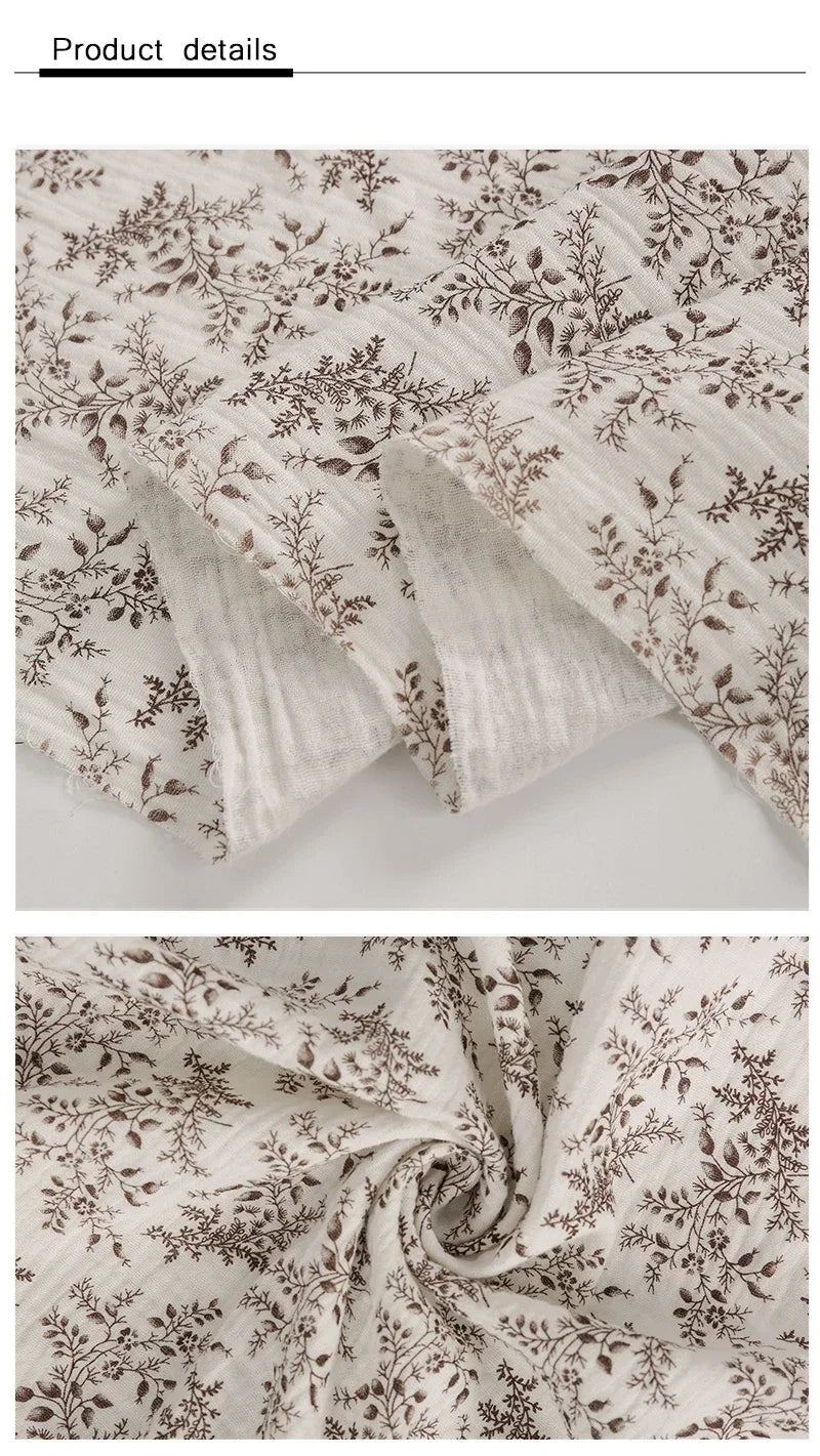 Breathable Pure Cotton Double-Layer Crepe Fabric For Bedding Home Wear Pajama Summer Dress DIY Clothing Cloth 135x50cm/500cm