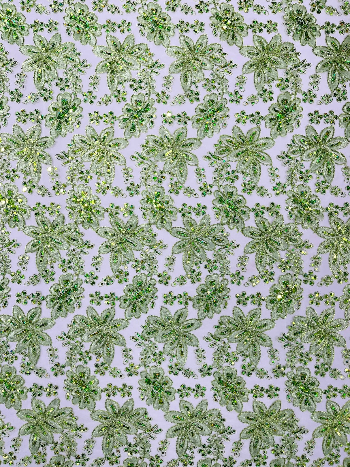Metallic Floral Lace Design Embroidered Polyester Fabric - Floral Lace, 54" Width (1 Yard)