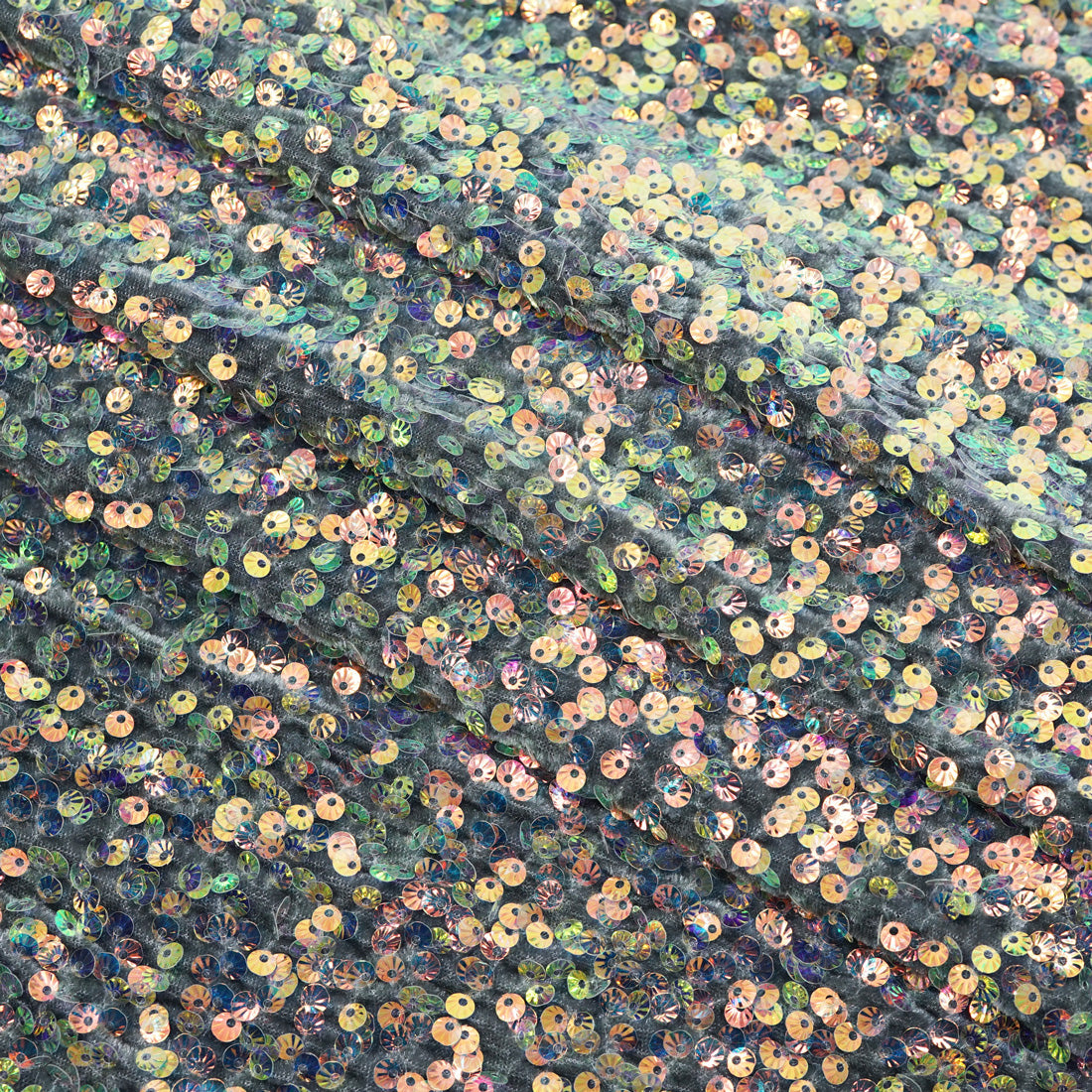 Sanibel Seashell Polyester Velvet Sequin Fabric - Seashell Sequin, 49" Width, 365 GSM (1 Yard)