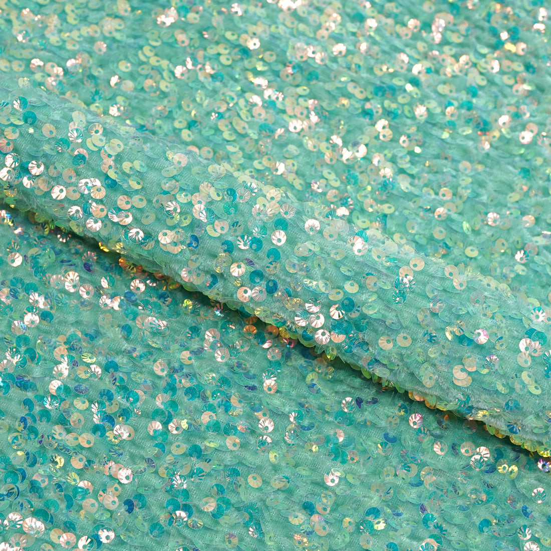Sanibel Seashell Polyester Velvet Sequin Fabric - Seashell Sequin, 49" Width, 365 GSM (1 Yard)