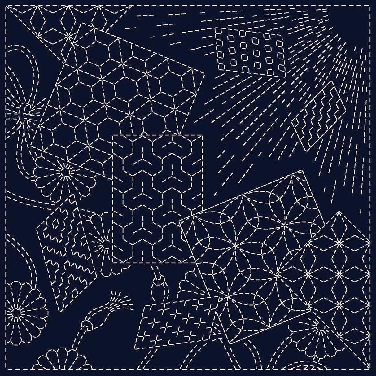 Sashiko Cloth Kaleidoscope Navy Cotton