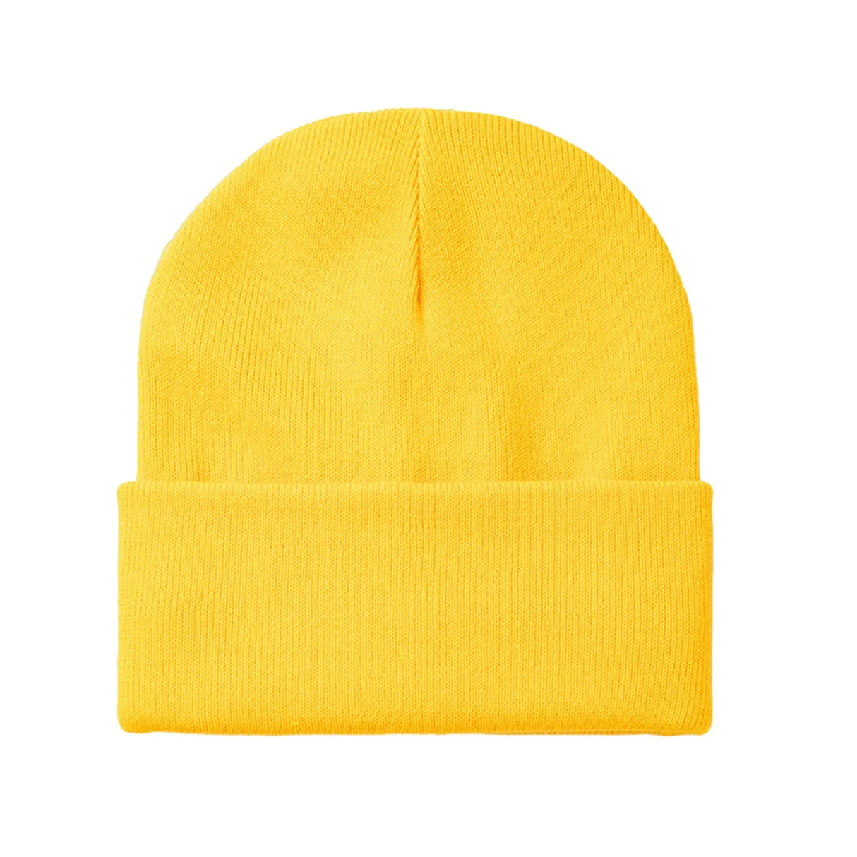 Beanies Acrylic Fabric - Yellow, 3-Inch Folding Cuff (1 Piece)
