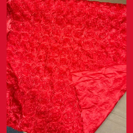1 Yard Exquisite 3D Rose Design Satin Rosette Ribbon Fabric 54" Width