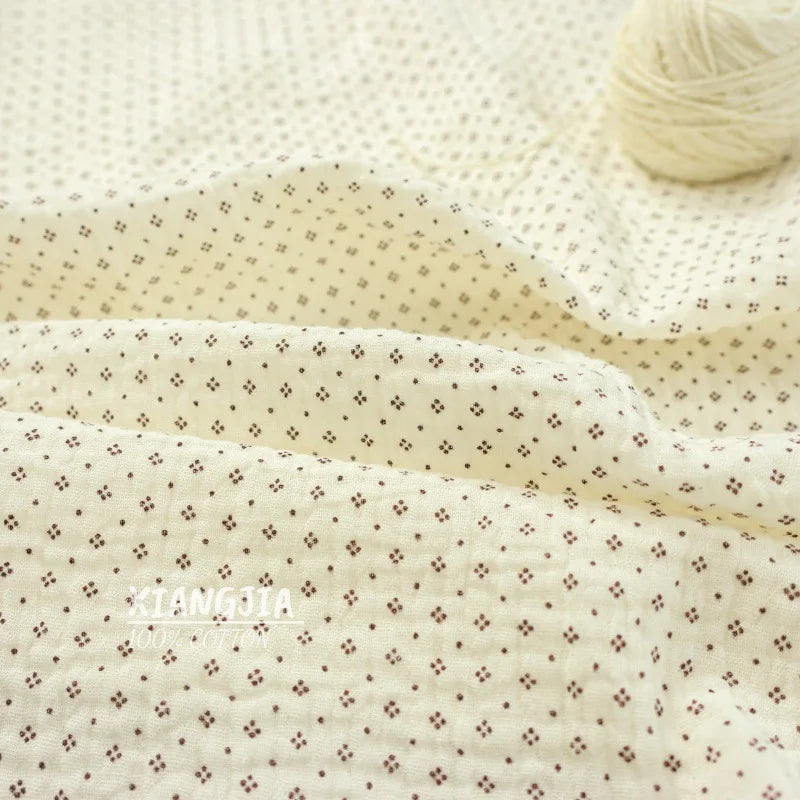 135x50cm Vintage Dot Cotton Double Layer Crepe Baby Bib Drool Scarf Hair Tie Pajamas Towel Sewing Cloth