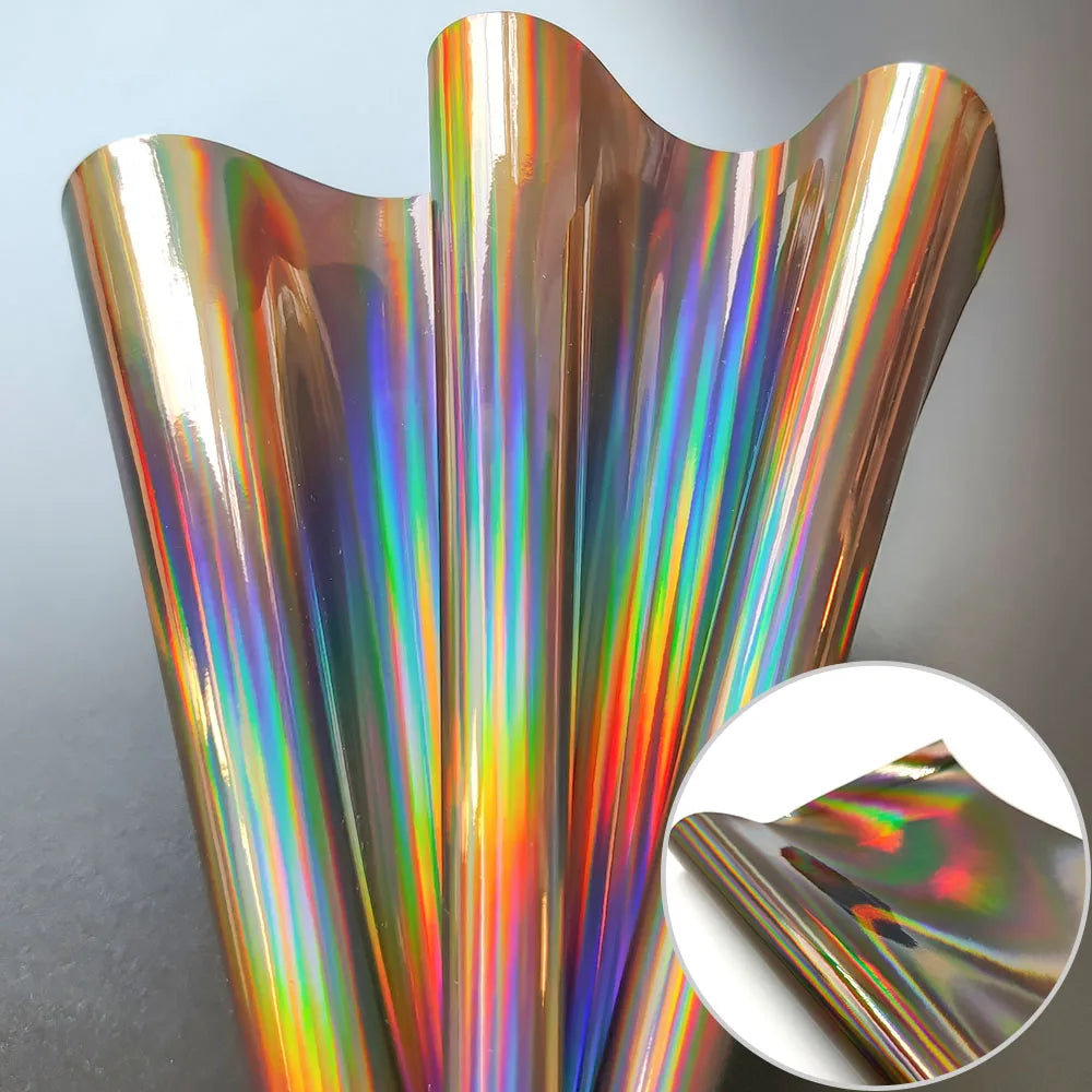 20*120CM Roll Hologram Iridescent Rainbow Laser PU Leather Fabric Craft Cloth DIY Handmade Color Change