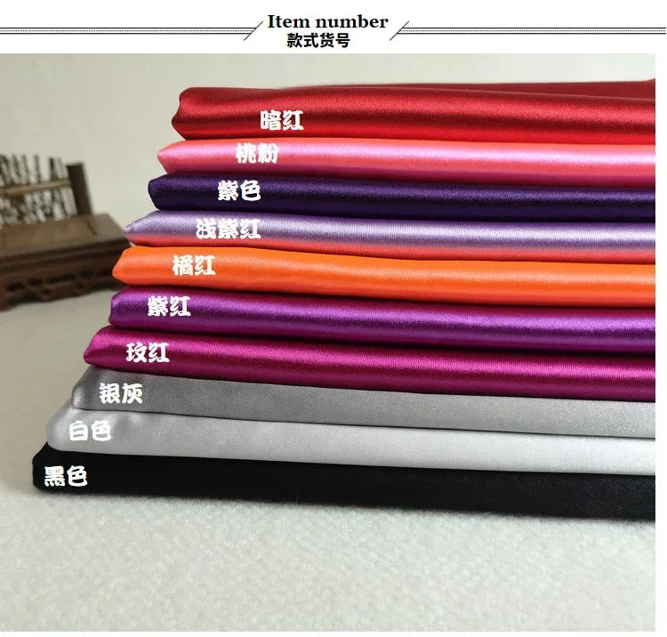 Bright Shiny Stretch Satin Fabric, Spandex Lycra Cloth for Dance Dress, Sports and Yoga Material,Black,White,Blue,By the Meter,