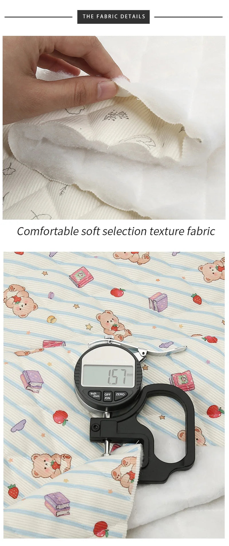 0.5m/1m/2m Thicken Corduroy Strawberry Love Print Quilted with Cotton Fabric for Blanket Children's Clothing DIY Sewing Fabric