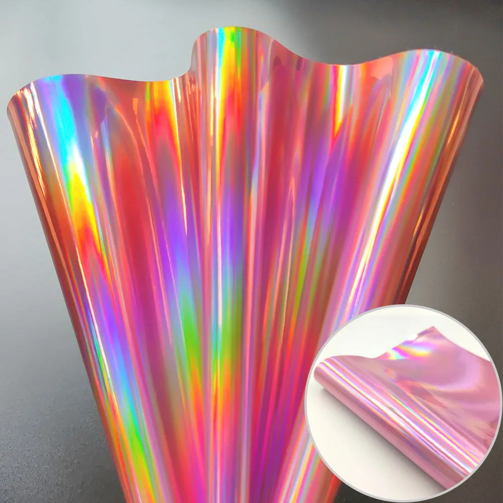 20*120CM Roll Hologram Iridescent Rainbow Laser PU Leather Fabric Craft Cloth DIY Handmade Color Change