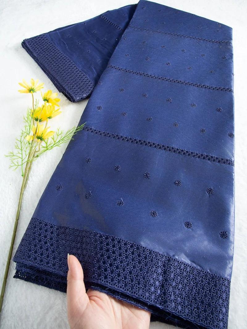 Nigerian Cotton Swiss Lace In Switzerland African Lace Fabric Embroidery Stones For Diy Sew Men's fabric High Quality 5Yard 4662