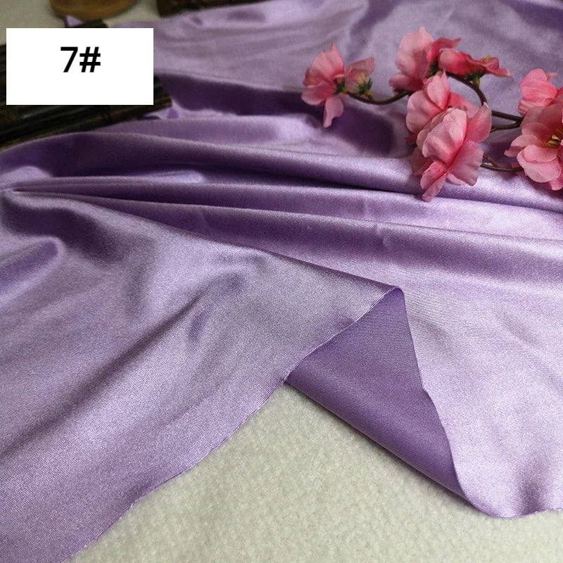 Bright Shiny Stretch Satin Fabric, Spandex Lycra Cloth for Dance Dress, Sports and Yoga Material,Black,White,Blue,By the Meter,