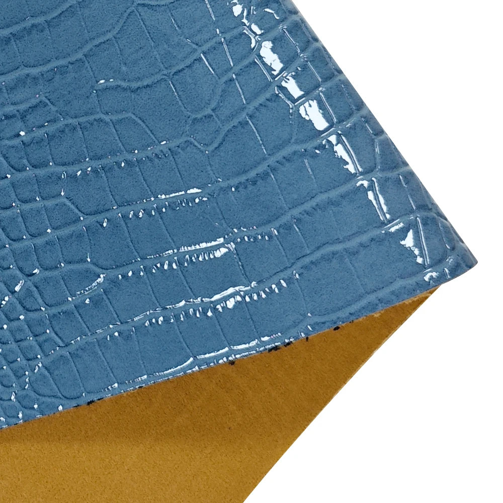 Glossy Embossed Crocodile Texture Faux Leather Roll Synthetic Leather Fabric for Wallets Keychains Making Sewing Crafts Material
