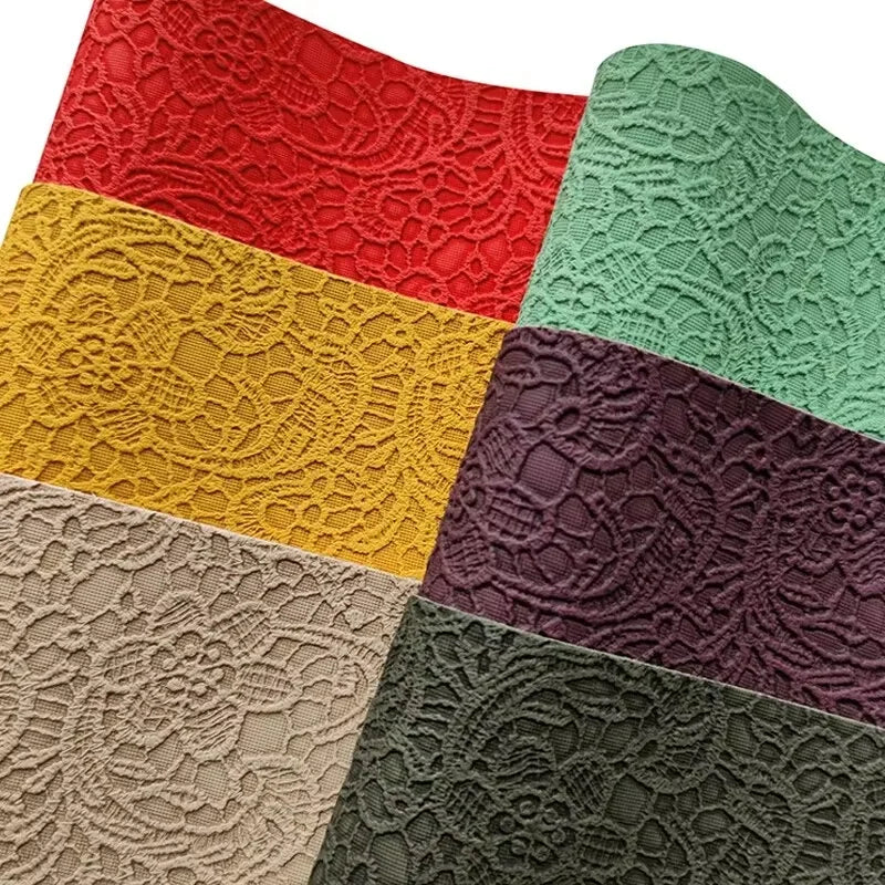 Lace Embossed Faux Leather Vinyl Fabric Sheet Textured Synthetic Leather Faux Vinil For Bows Earrings DIY