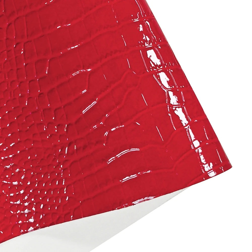Glossy Embossed Crocodile Texture Faux Leather Roll Synthetic Leather Fabric for Wallets Keychains Making Sewing Crafts Material