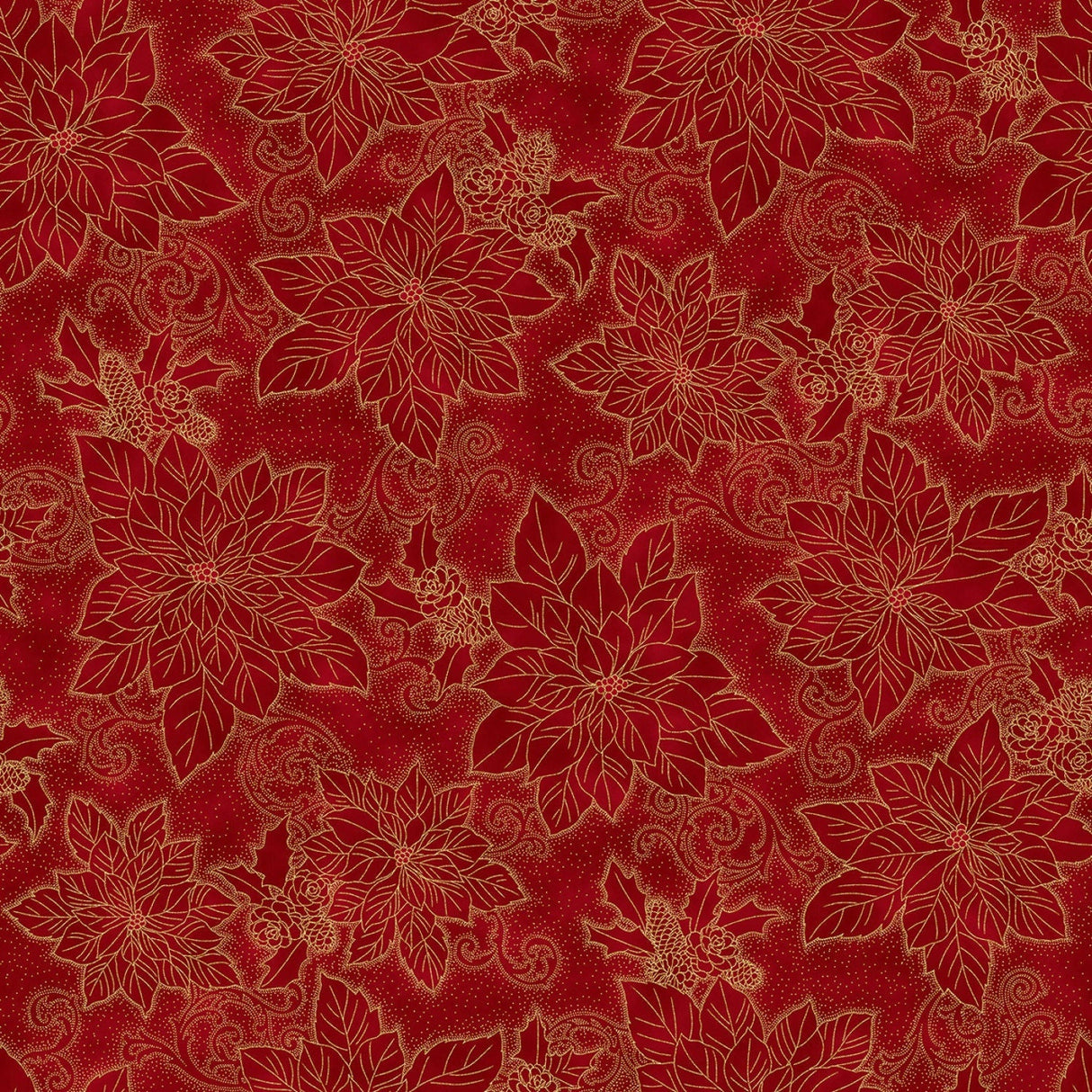 Quilting Cotton Christmas Splendor Scarlet/Gold Hoffman Fabrics