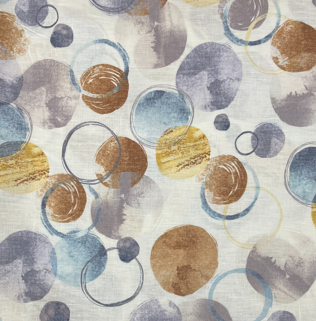 Printed Linen Blue Spacian Fabric