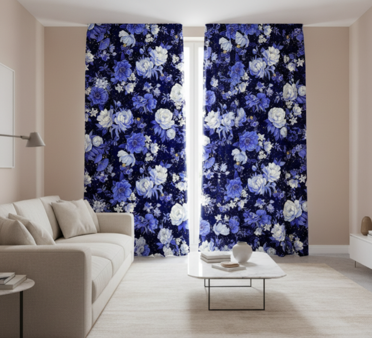Quilting Cotton Moonlight Metallic Asian Floral Lotus