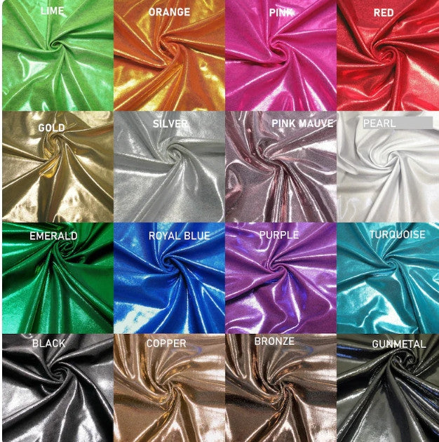 20 Colors Heavy Nylon Spandex Fabric - Shiny Mystic Finger Foil, 4-Way Stretch, 58"-60" Width