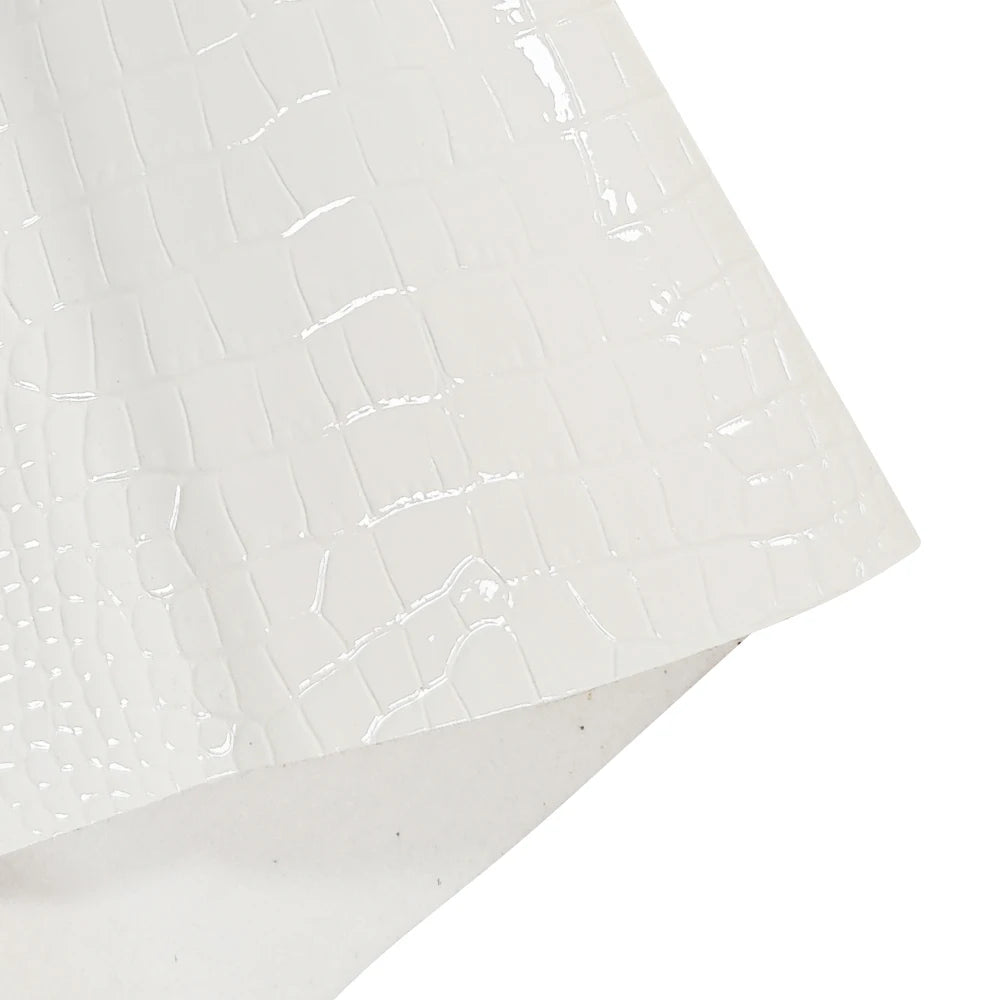 Glossy Embossed Crocodile Texture Faux Leather Roll Synthetic Leather Fabric for Wallets Keychains Making Sewing Crafts Material