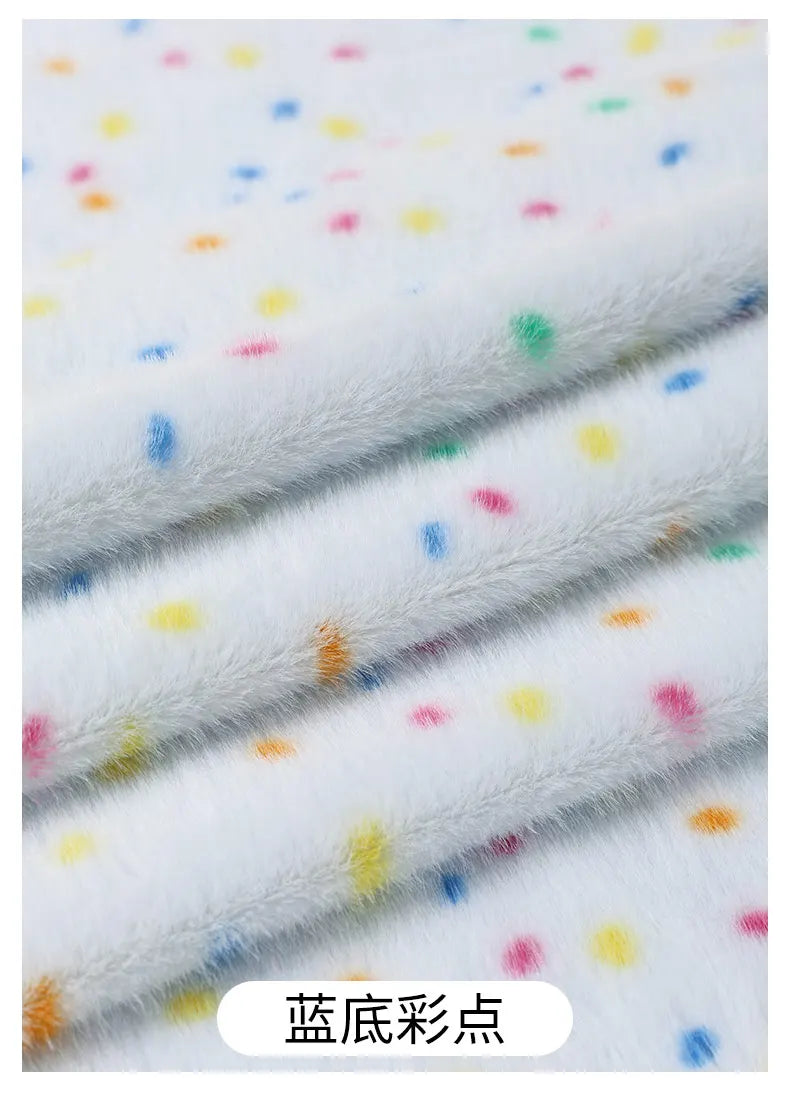 0.5/1/2 Yards Faux Fur Dot Printed Fabric for Plush Toys Cotton Dolls Warm Hats Decorative Cloth Handmade Sewing Fabrics