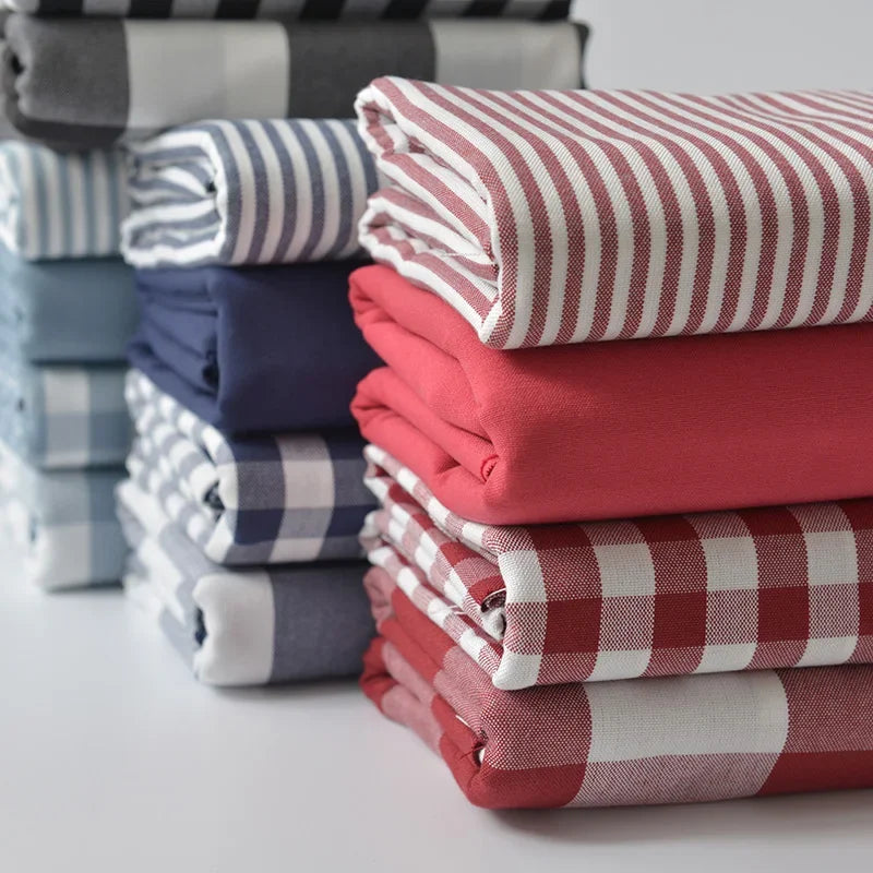 Home Furnishings Tablecloths Curtains Cushions Sofas Thickened Yarn Dyed Polyester Cotton Checkered Stripes Solid Colors Fabric