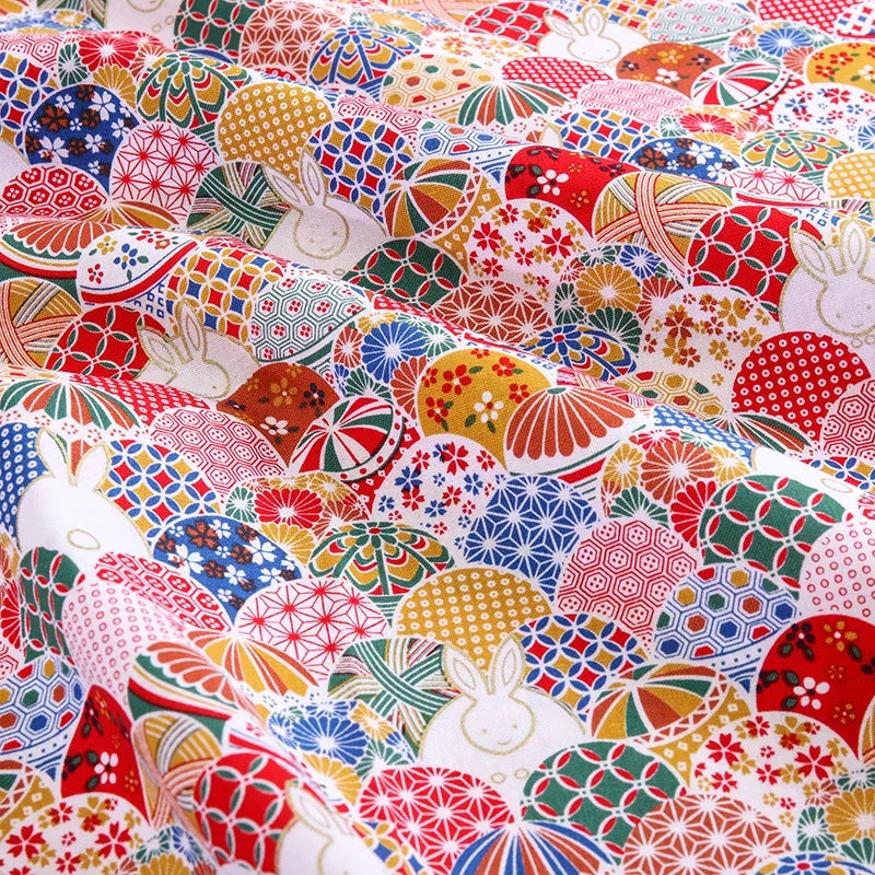 50x145cm Japanese Kimono Bronzed Fabric Sushi Cherry Blossoms Print Cotton Cloth DIY Materials Patchwork Accessories for Sewing