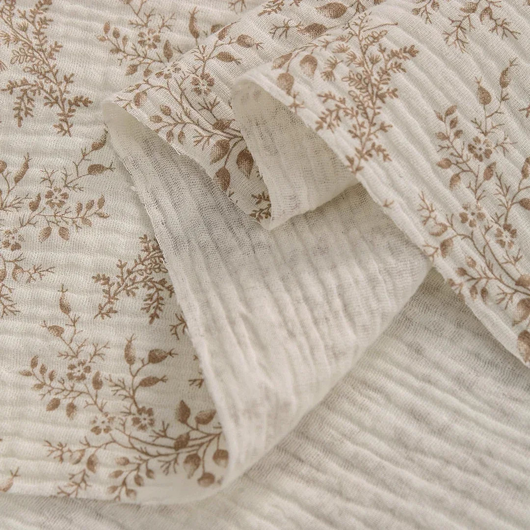 Breathable Pure Cotton Double-Layer Crepe Fabric For Bedding Home Wear Pajama Summer Dress DIY Clothing Cloth 135x50cm/500cm
