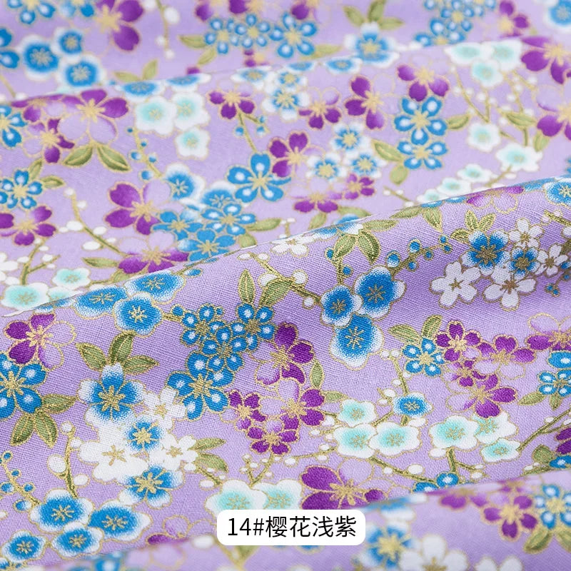 50x145cm Japanese Kimono Bronzed Fabric Sushi Cherry Blossoms Print Cotton Cloth DIY Materials Patchwork Accessories for Sewing