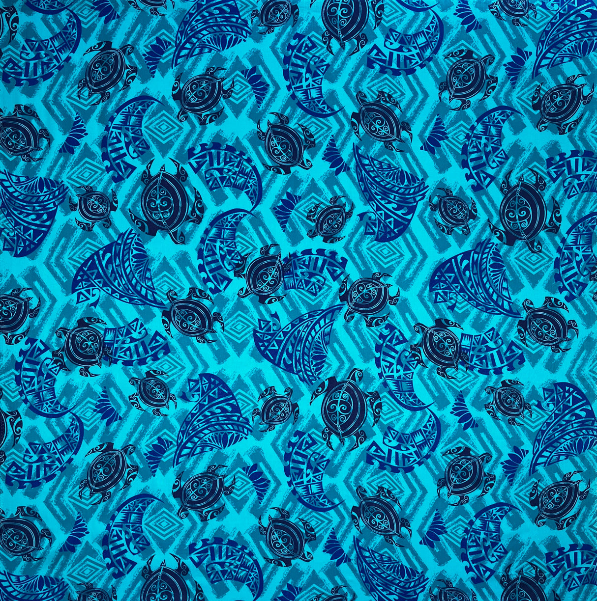 Sea Turtles With Traditional Polynesian Tattoo Patches Rayon Fabric - Taupe/Maroon/Black, 36" X 45" (1 Yard)