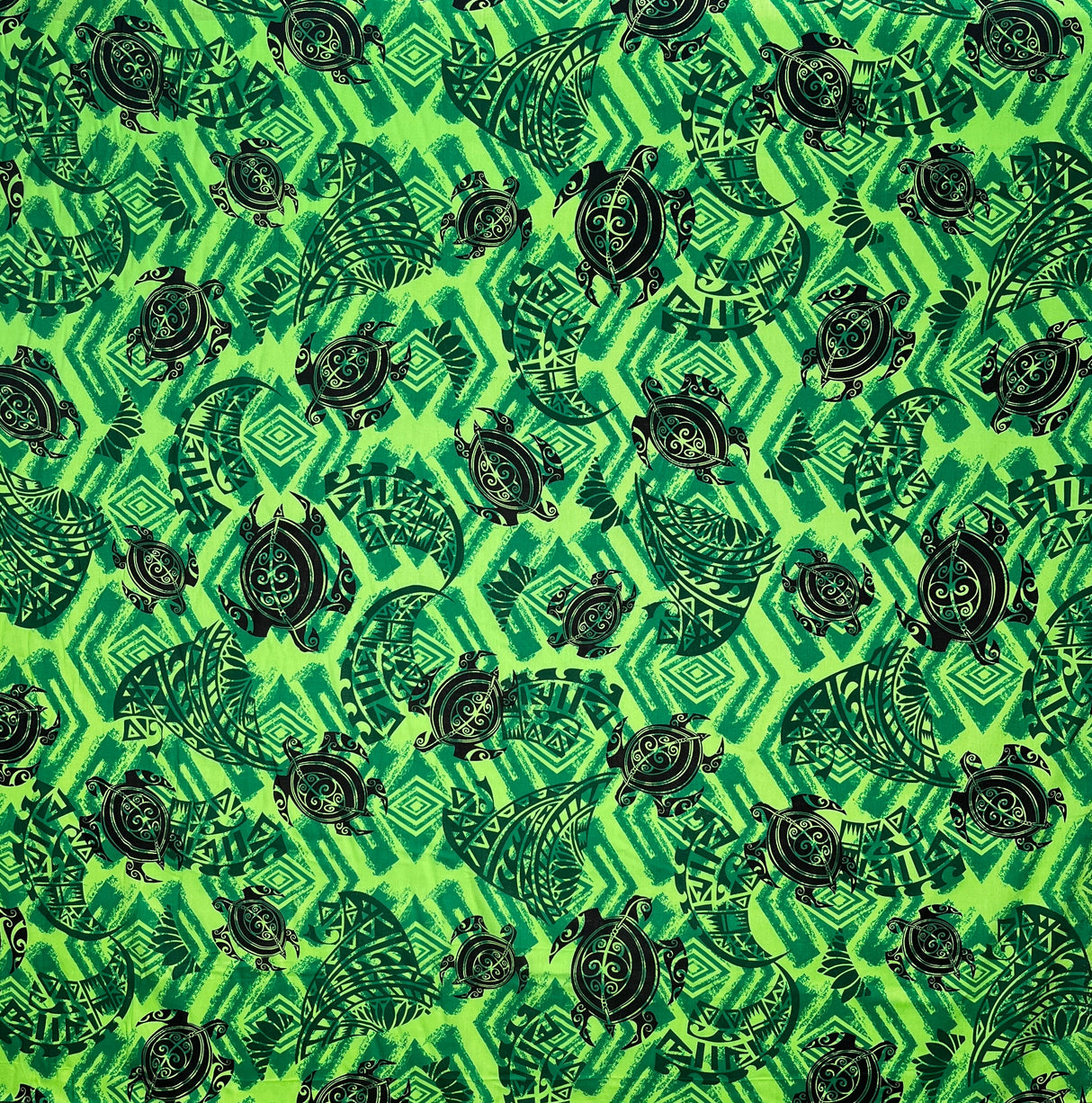Sea Turtles With Traditional Polynesian Tattoo Patches Rayon Fabric - Taupe/Maroon/Black, 36" X 45" (1 Yard)