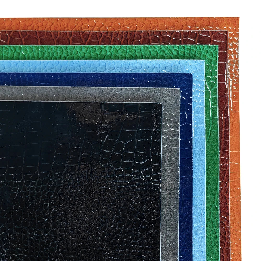 Glossy Embossed Crocodile Texture Faux Leather Roll Synthetic Leather Fabric for Wallets Keychains Making Sewing Crafts Material