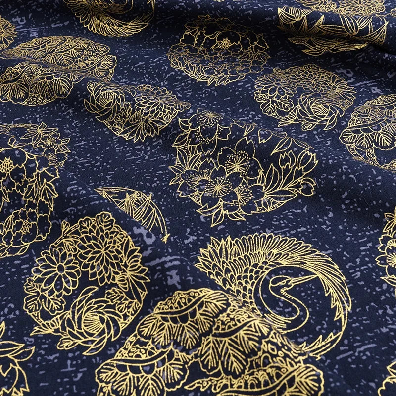 50x145cm Japanese Kimono Bronzed Fabric Sushi Cherry Blossoms Print Cotton Cloth DIY Materials Patchwork Accessories for Sewing