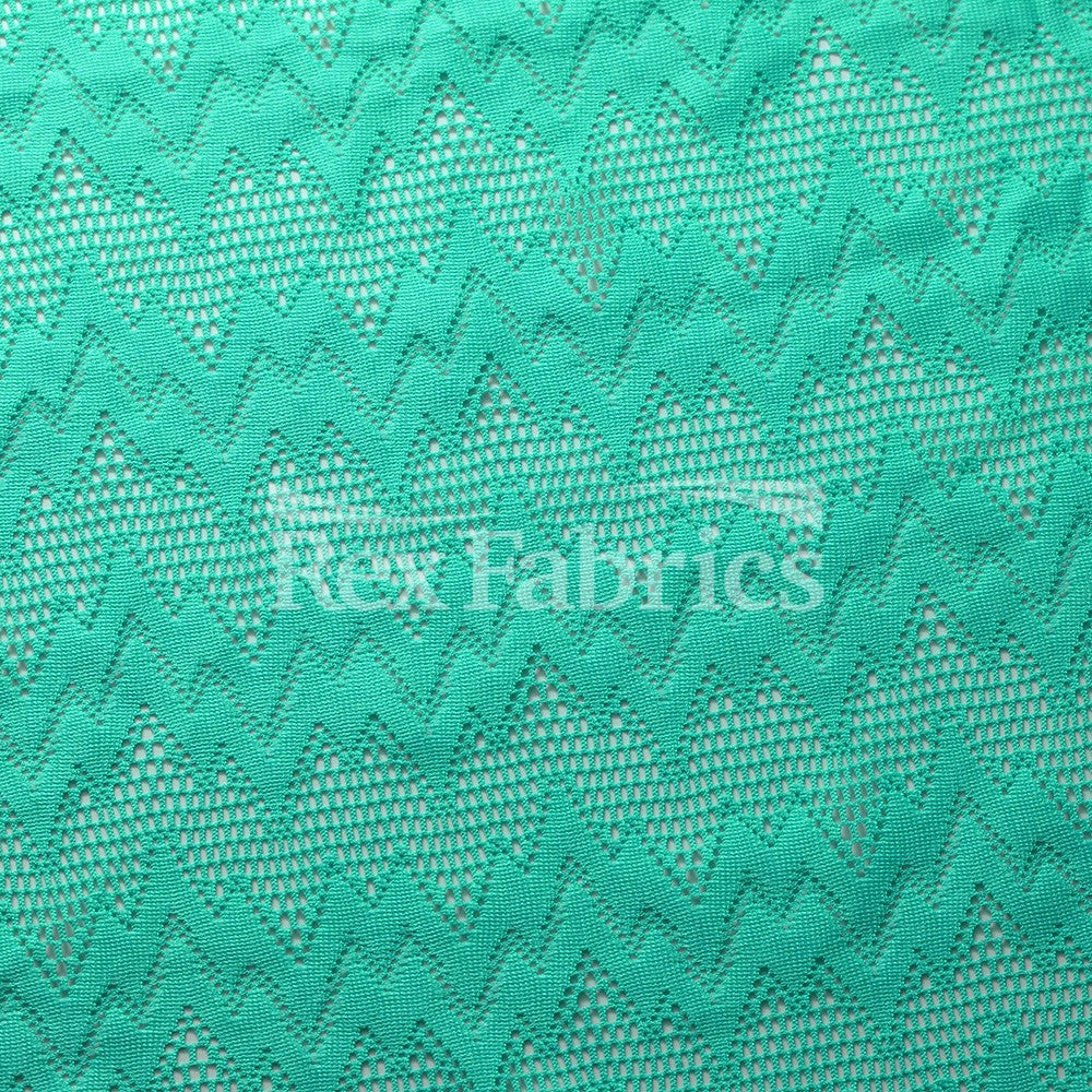 Seismic Lace Nylon Spandex Lace Fabric - 4-Way Stretch Chevron Pattern, 58/60" Width, 6 Colorways (1 Yard)