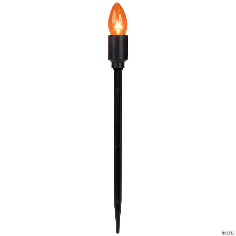 Set of 10 Orange C9 Bulb Halloween Pathway Markers - 8.75' Black Wire