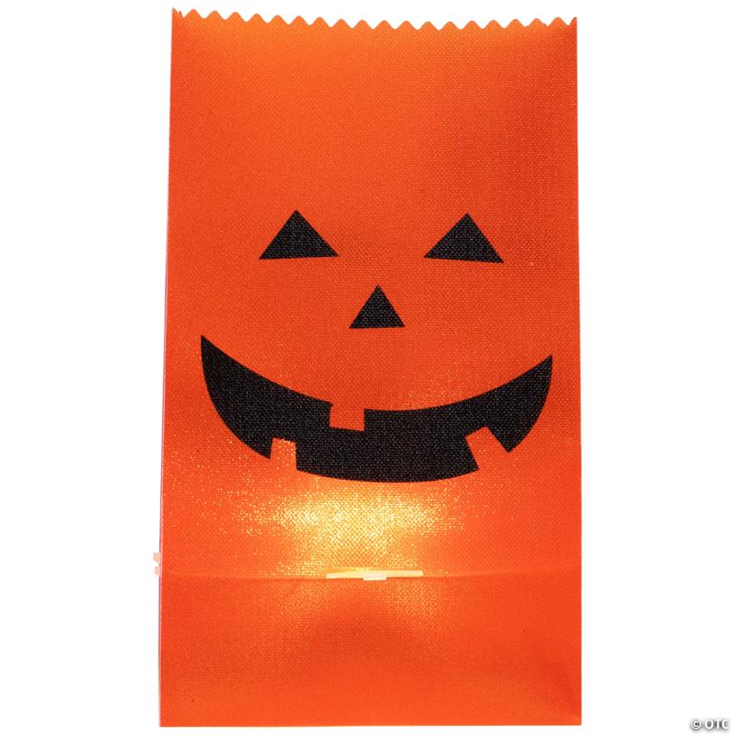 Set of 3 Jack-O-Lantern Halloween Luminary Pathway Markers - 5ft Black Wire