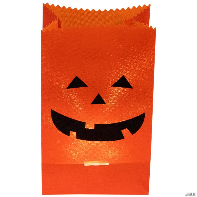 Set of 3 Jack-O-Lantern Halloween Luminary Pathway Markers - 5ft Black Wire