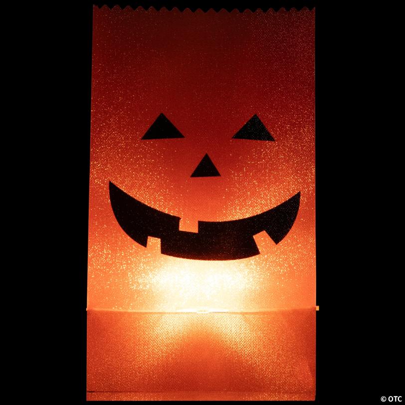 Set of 3 Jack-O-Lantern Halloween Luminary Pathway Markers - 5ft Black Wire