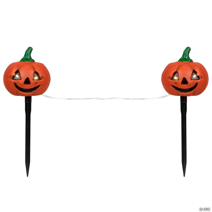Set of 3 Lighted Jack-o-Lantern Halloween Pathway Markers
